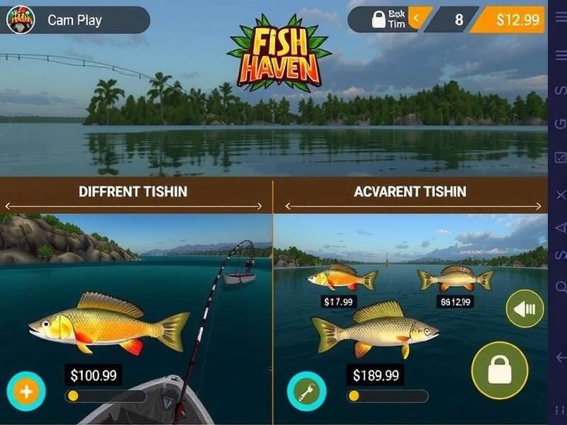 Player upgrading fishing equipment in Godavari Fish Haven Challenge